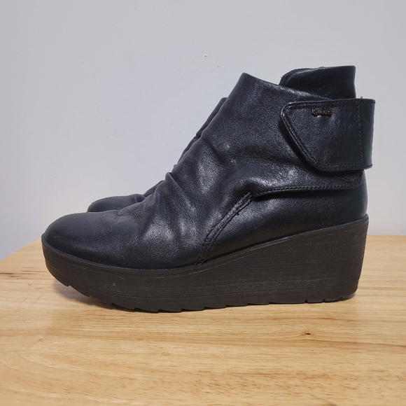 IGI & CO Dressy Black Leather Platform Ankle Boots Shoes (ITALY) Size 7.5 / 38 - Picture 2 of 13